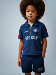 Reiss | 3-9 yrs Superman Towelling Polo Shirt in Blue/Red
