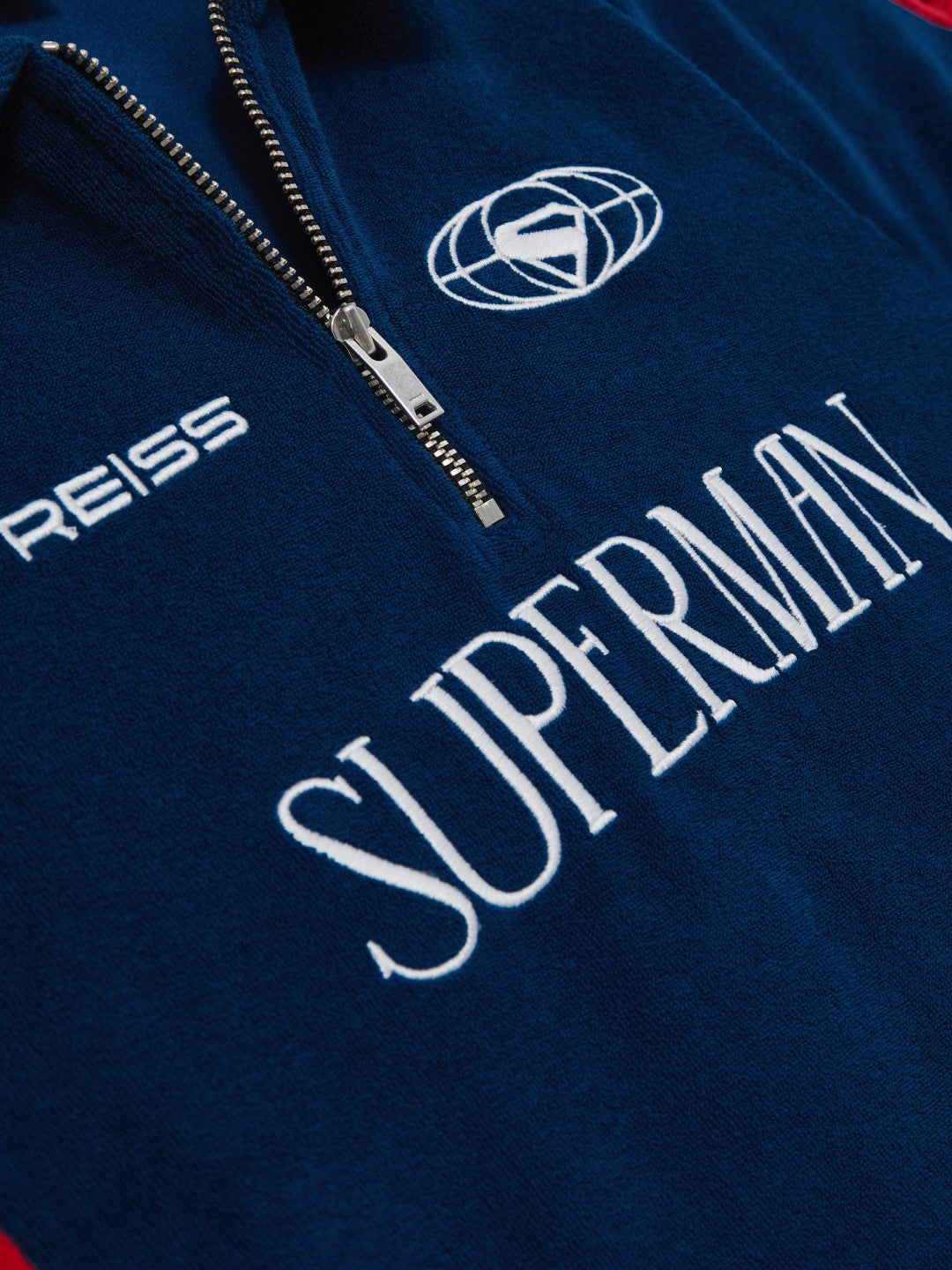 Reiss | 3-9 yrs Superman Towelling Polo Shirt in Blue/Red