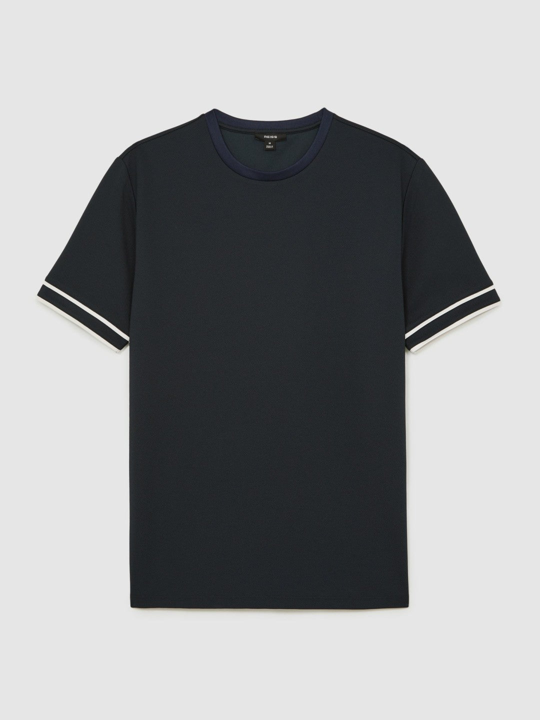 Reiss | Textured Crew-Neck Tipped T-Shirt in Navy Blue