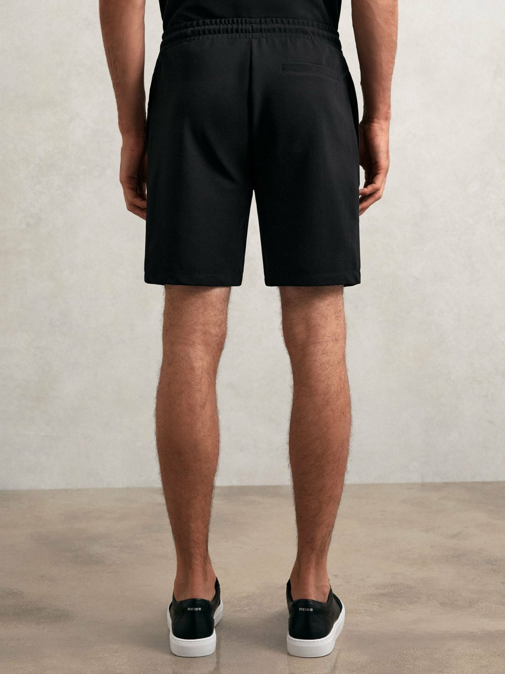Reiss | Textured Drawstring Shorts in Black
