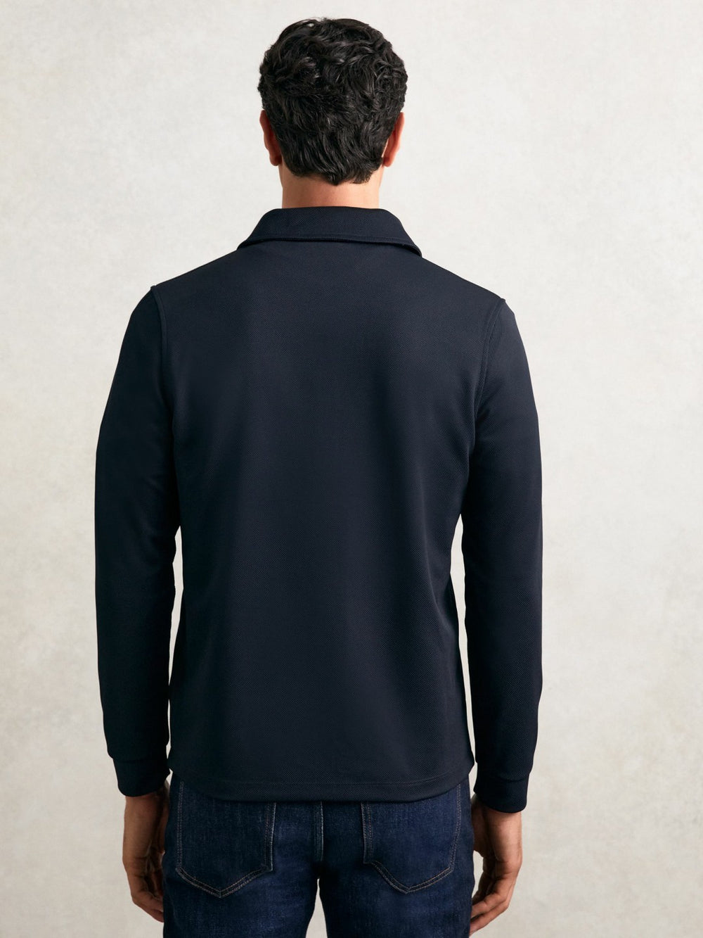 Reiss | Textured Zip Through Overshirt in Navy