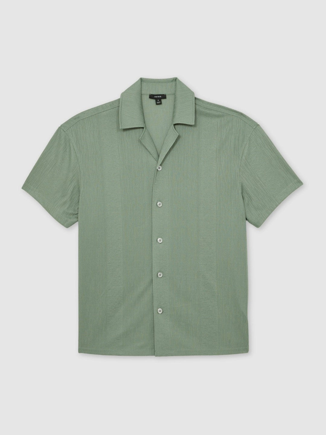 Reiss | Jacquard-Stripe Cuban-Collar Shirt in Mint Green