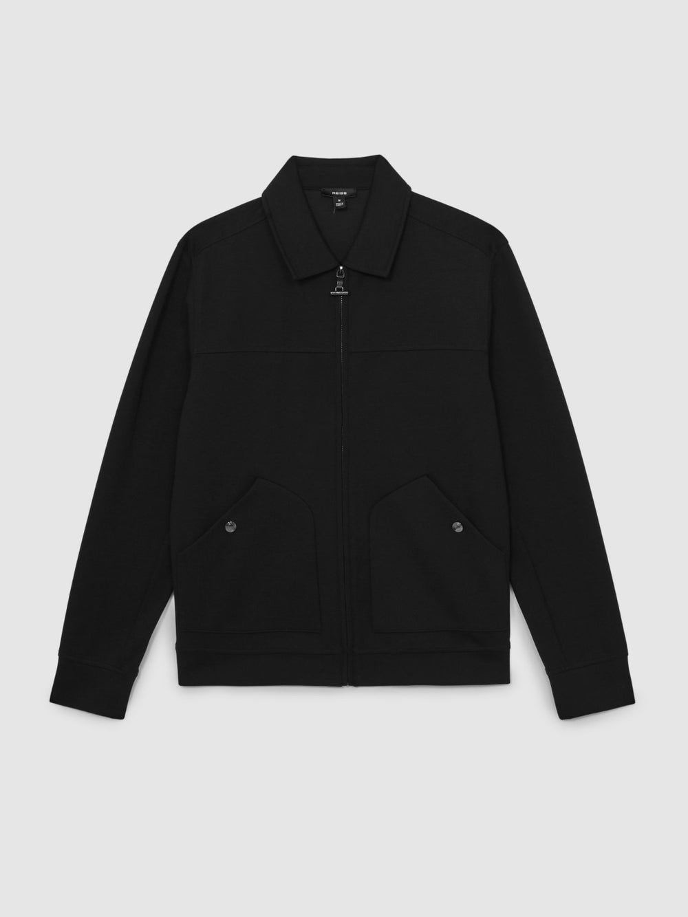 Reiss | Interlock Zip Through Overshirt in Black