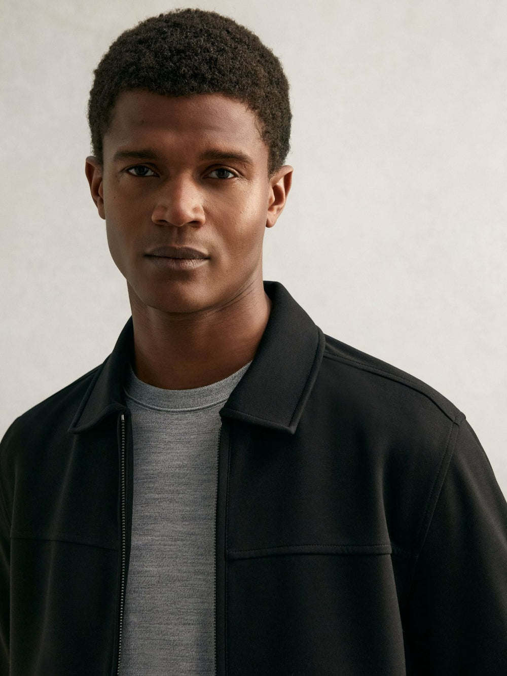 Reiss | Interlock Zip Through Overshirt in Black
