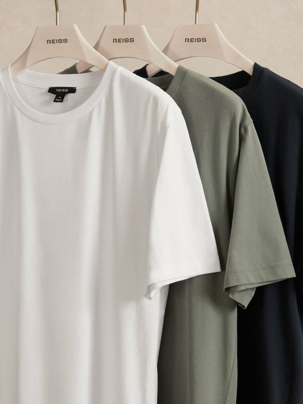 Reiss | T-Shirts 3 Pack in White/Navy/Dark Sage Green