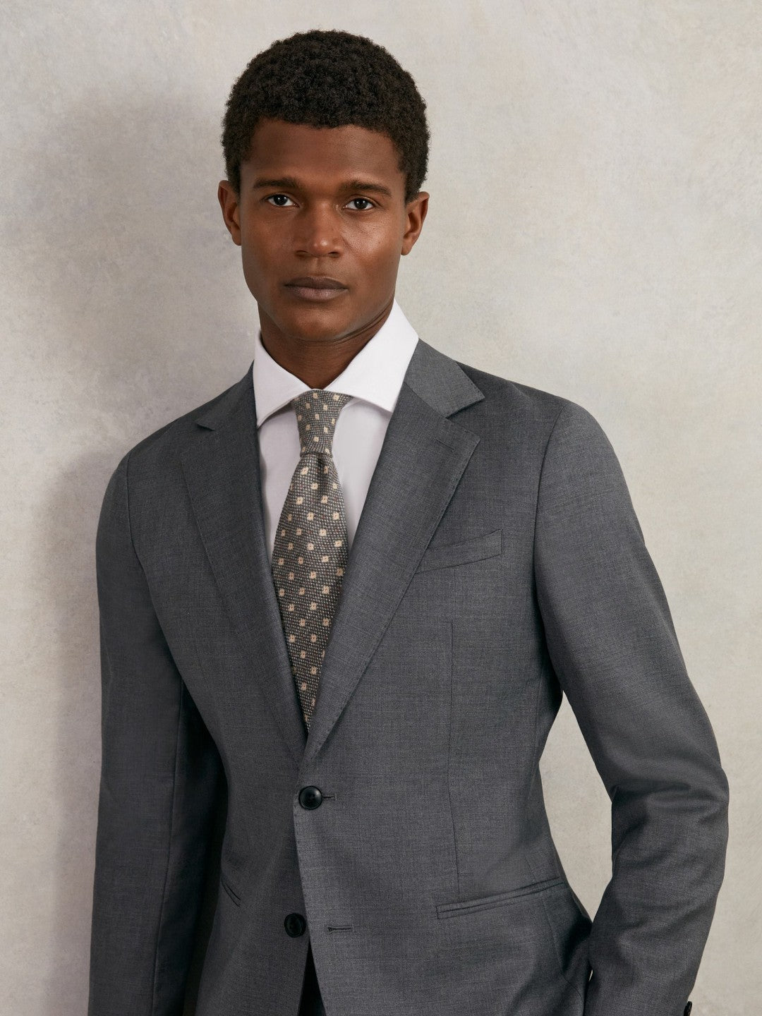 Reiss | Wool-Silk Floral-Medallion Tie in Grey