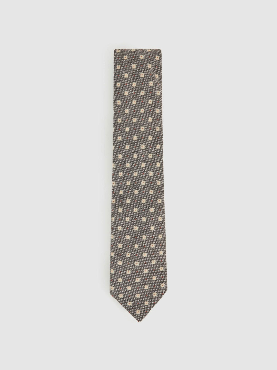 Reiss | Wool-Silk Floral-Medallion Tie in Grey