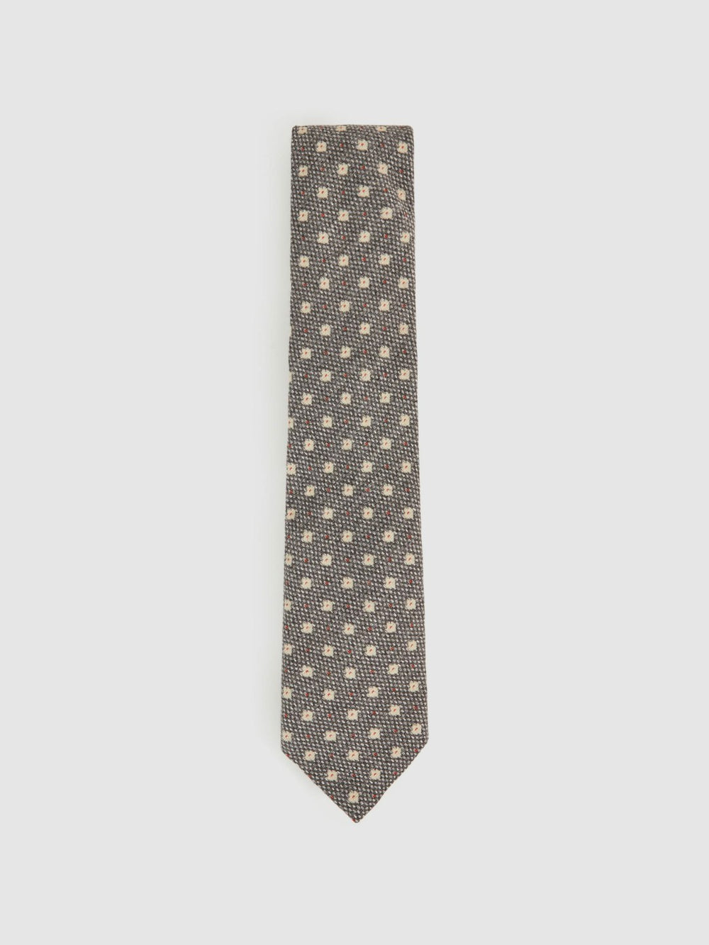 Reiss | Wool-Silk Floral-Medallion Tie in Grey
