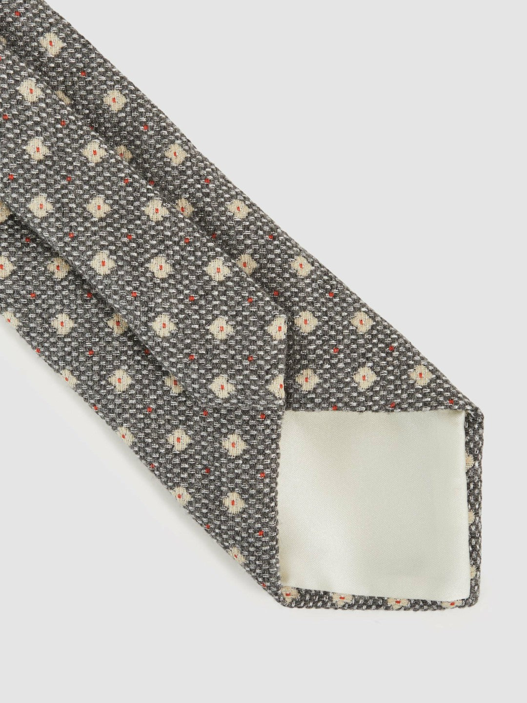 Reiss | Wool-Silk Floral-Medallion Tie in Grey