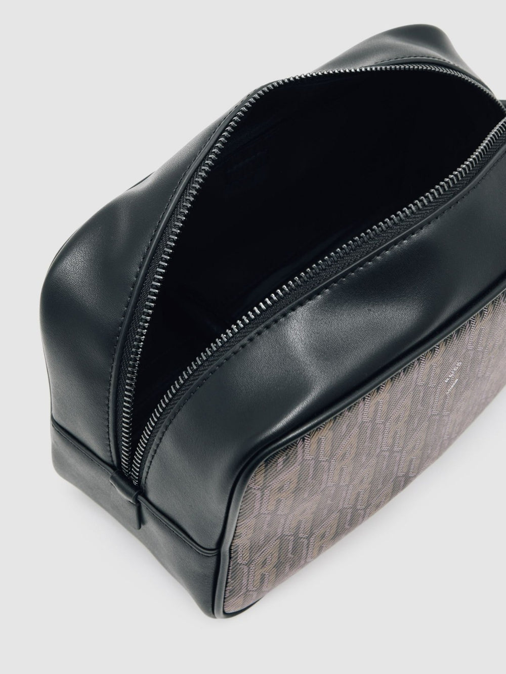 Reiss | Coated Canvas Monogram Wash Bag in Grey Multi