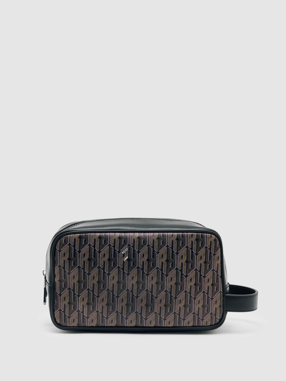Reiss | Coated Canvas Monogram Wash Bag in Grey Multi