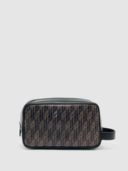 Reiss | Coated Canvas Monogram Wash Bag in Grey Multi