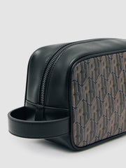 Reiss | Coated Canvas Monogram Wash Bag in Grey Multi