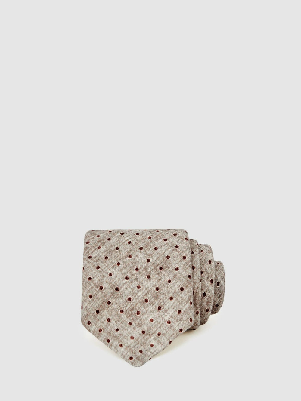 Reiss | Wool-Cotton Polka-Dot Tie in Grey Melange