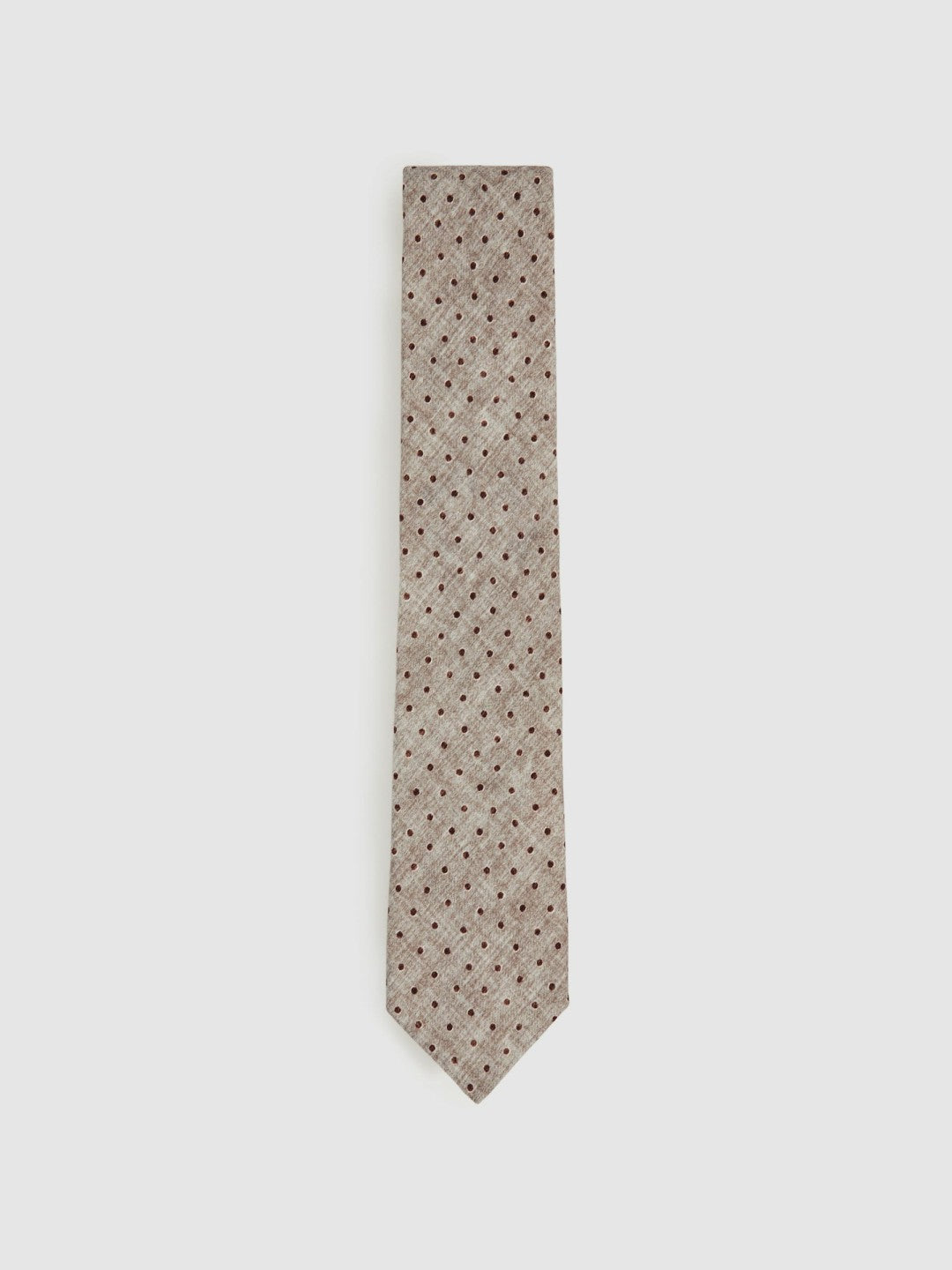 Reiss | Wool-Cotton Polka-Dot Tie in Grey Melange