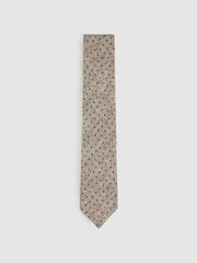 Reiss | Wool-Cotton Polka-Dot Tie in Grey Melange