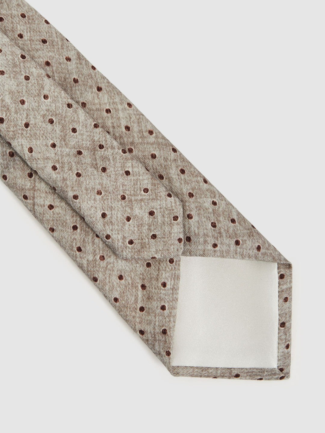 Reiss | Wool-Cotton Polka-Dot Tie in Grey Melange