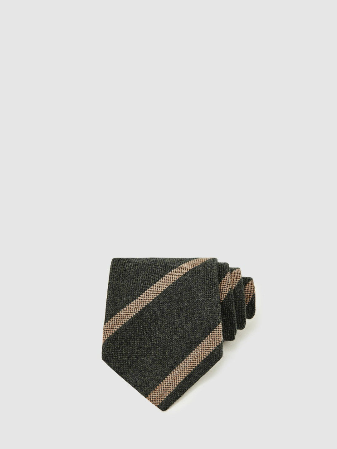 Reiss | Wool-Silk Striped Tie in Forest Green
