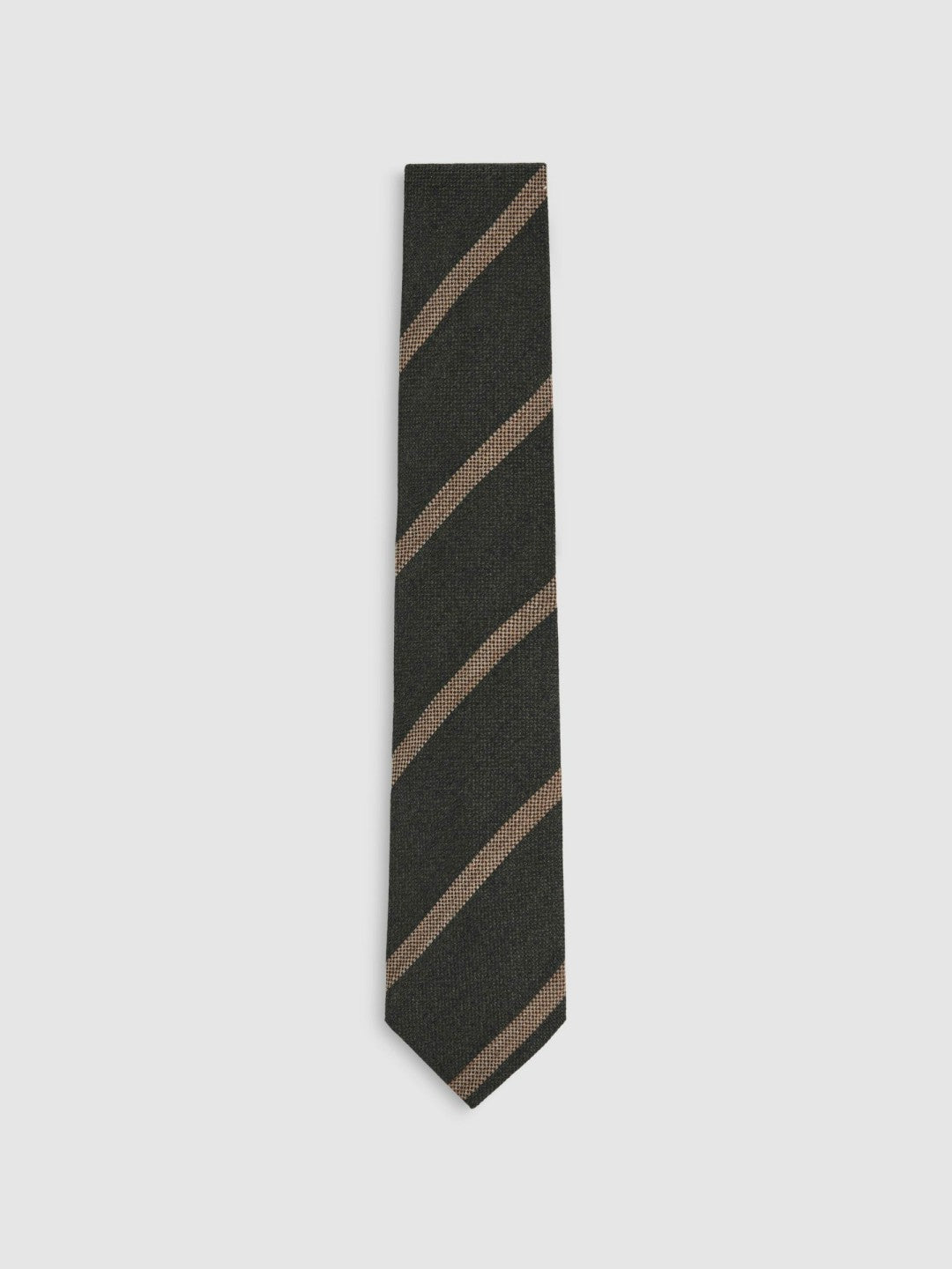 Reiss | Wool-Silk Striped Tie in Forest Green