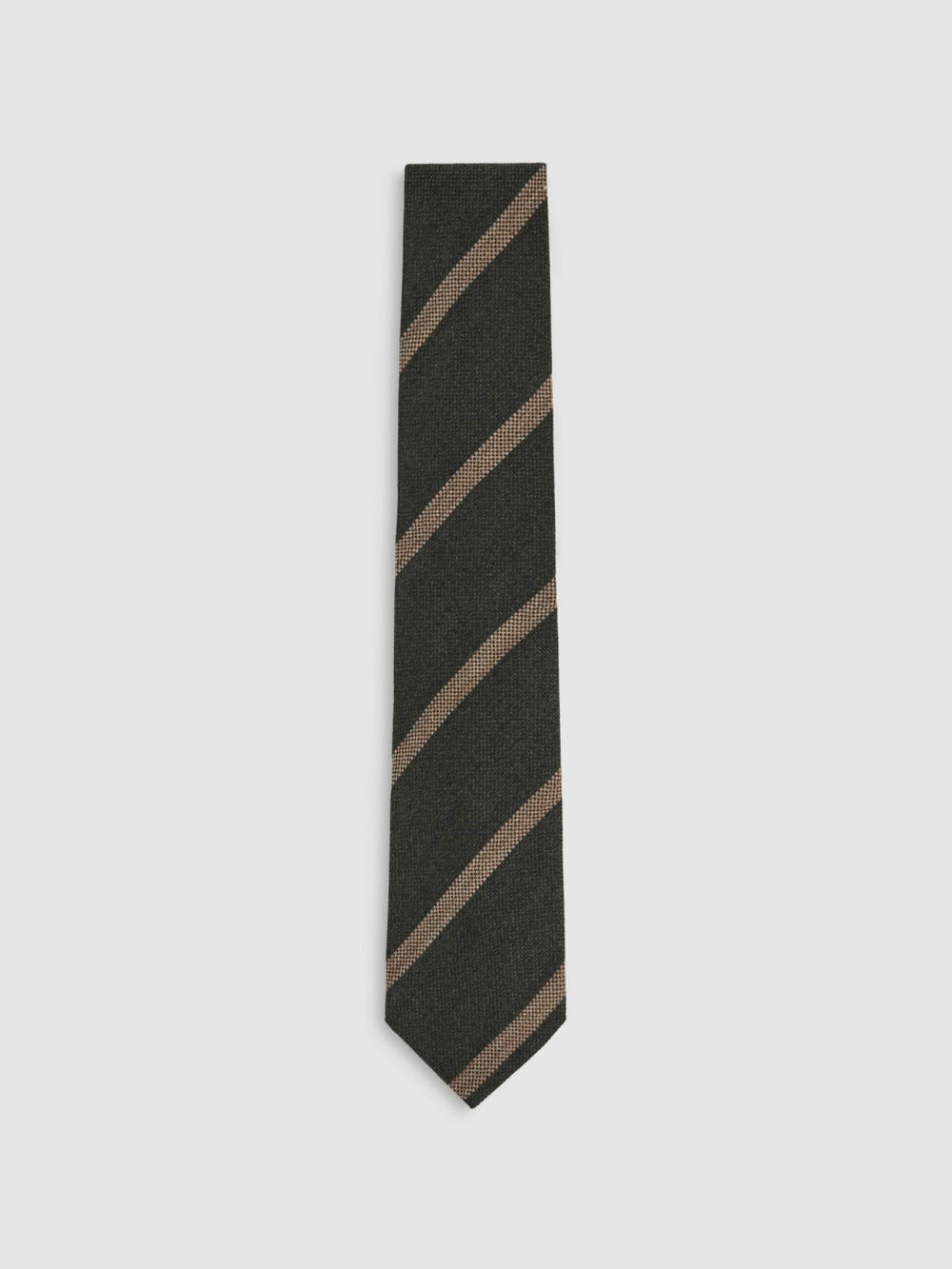 Reiss | Wool-Silk Striped Tie in Forest Green