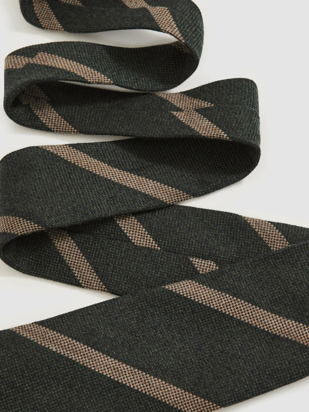 Reiss | Wool-Silk Striped Tie in Forest Green