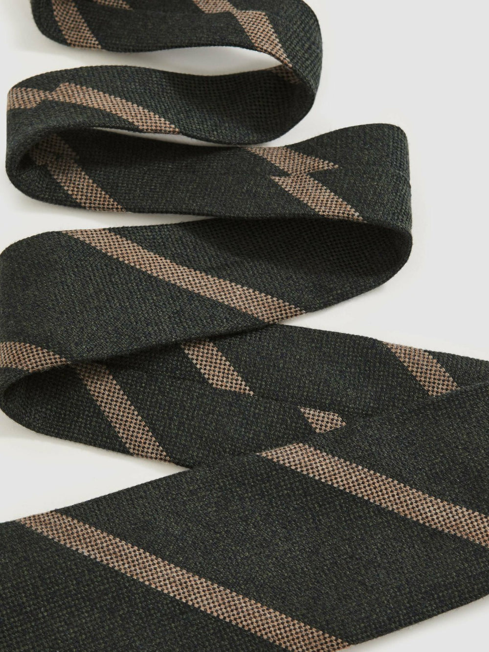 Reiss | Wool-Silk Striped Tie in Forest Green