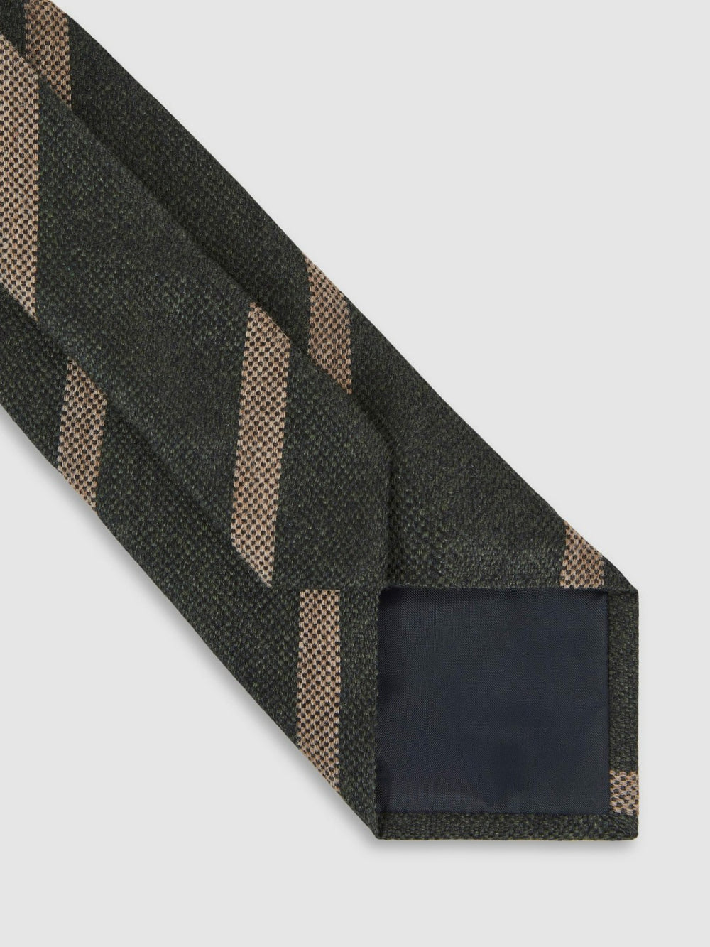 Reiss | Wool-Silk Striped Tie in Forest Green