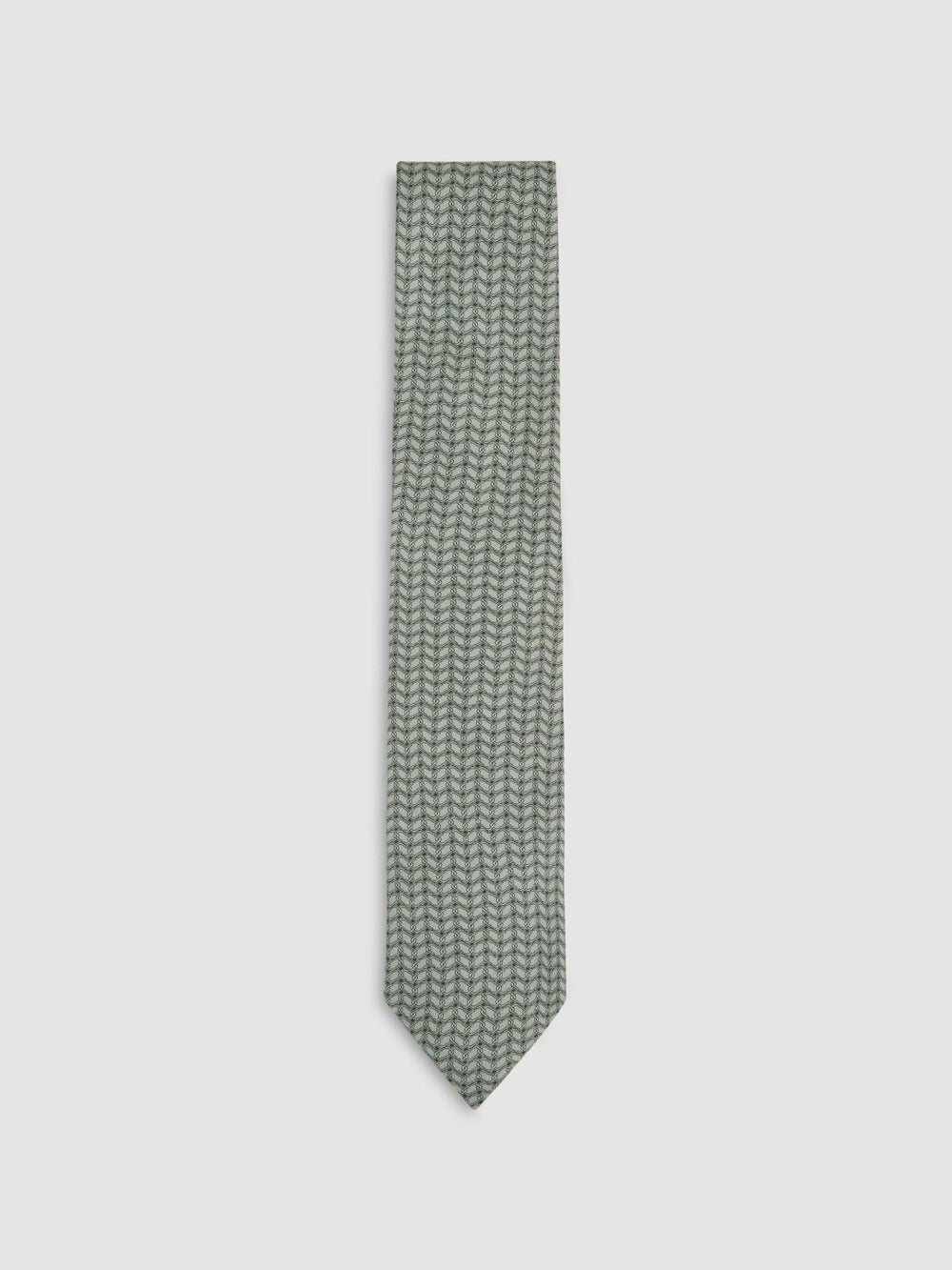 Reiss | Silk Geometric-Chain Print Tie in Sage