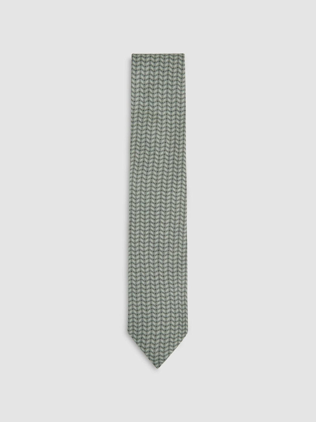 Reiss | Silk Geometric-Chain Print Tie in Sage
