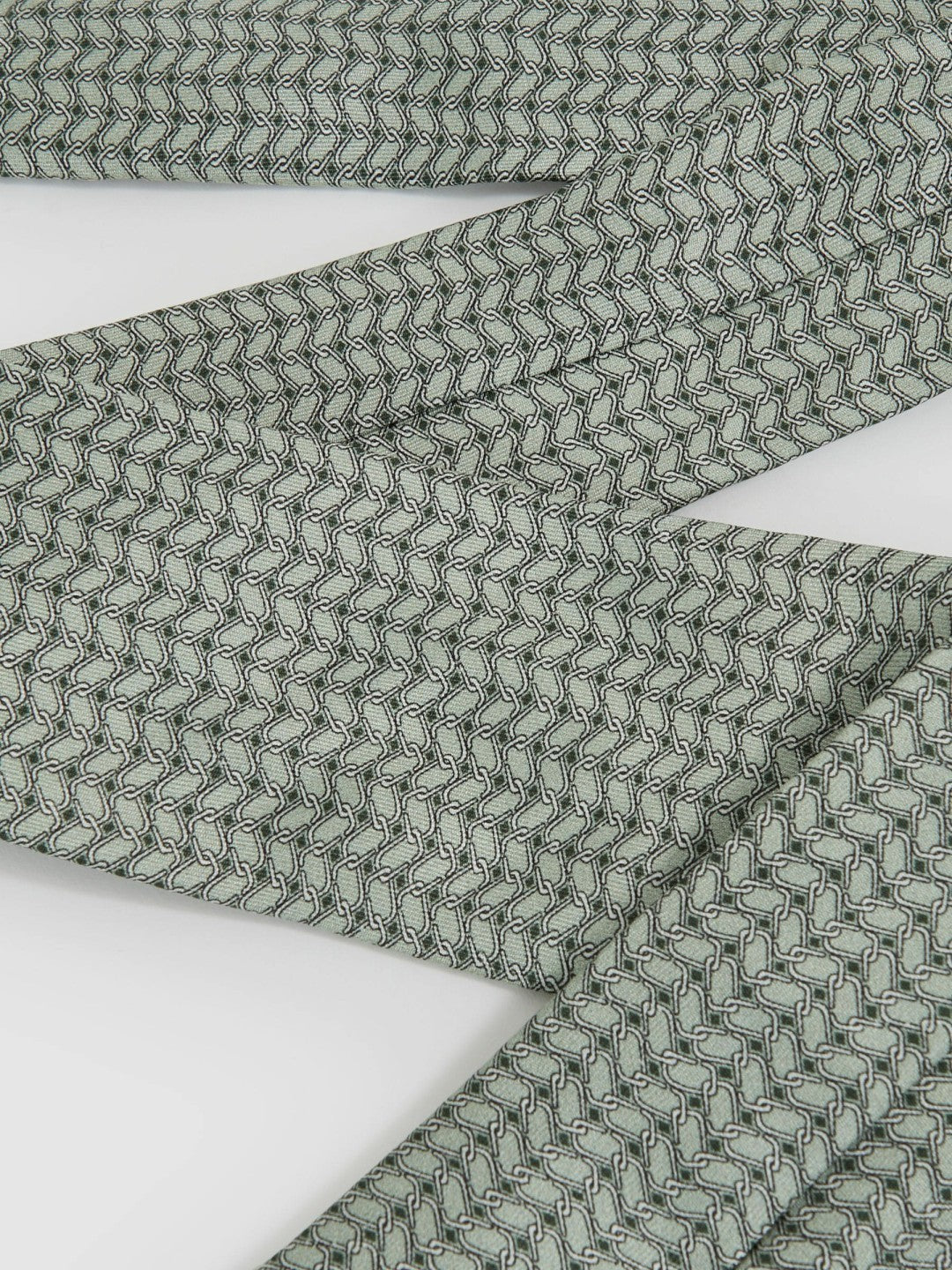 Reiss | Silk Geometric-Chain Print Tie in Sage