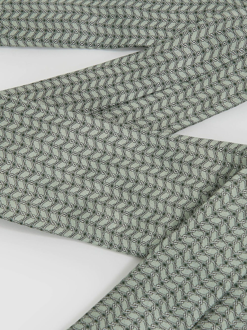 Reiss | Silk Geometric-Chain Print Tie in Sage