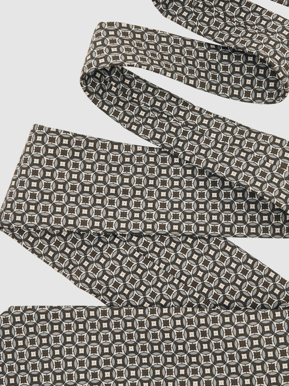 Reiss | Silk Geometric-Print Tie in Chocolate Brown Multi