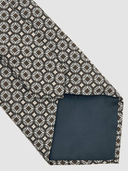 Reiss | Silk Geometric-Print Tie in Chocolate Brown Multi