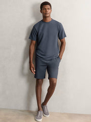 Reiss | Textured Crew-Neck T-Shirt in Airforce Blue