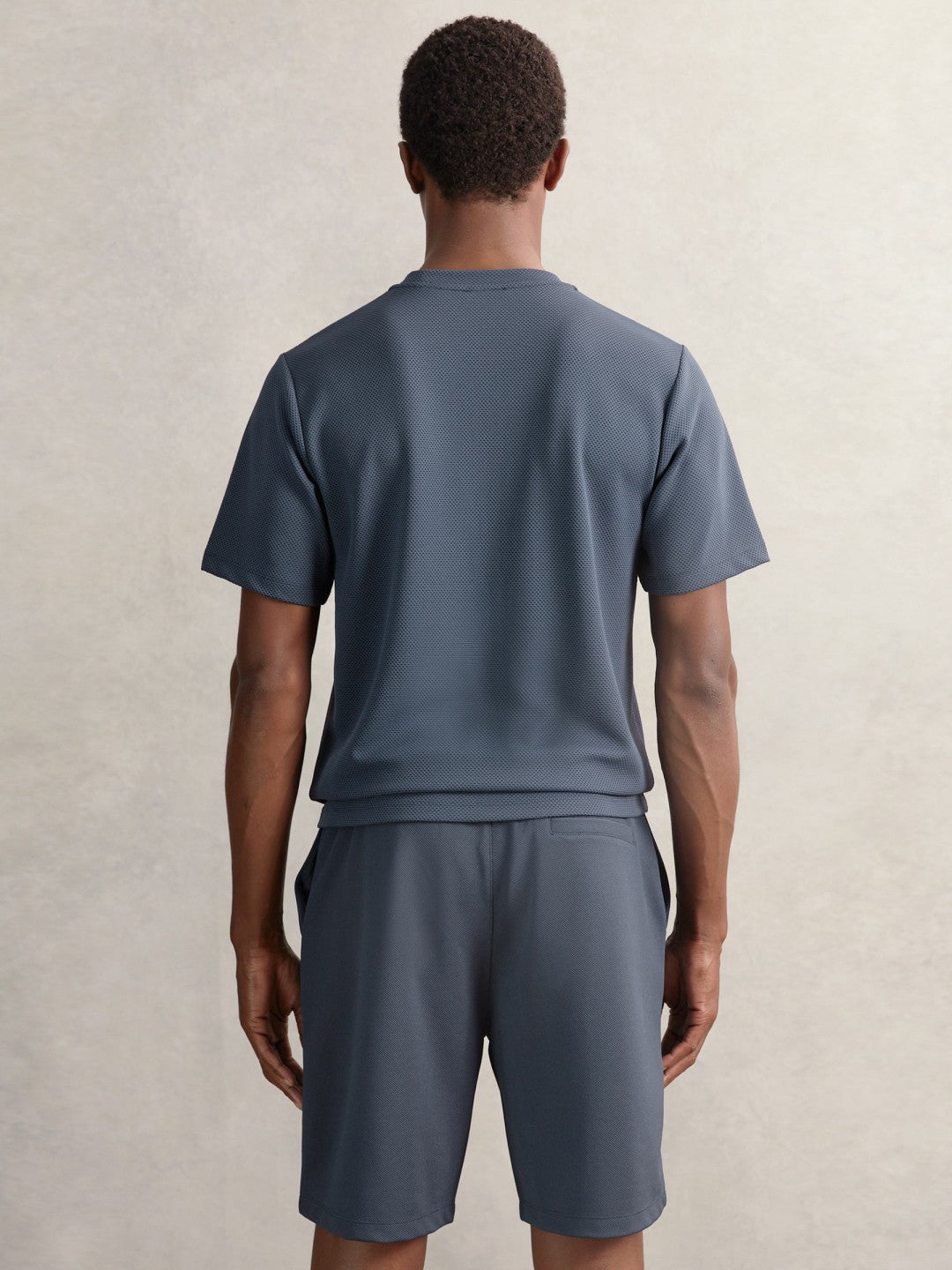 Reiss | Textured Crew-Neck T-Shirt in Airforce Blue