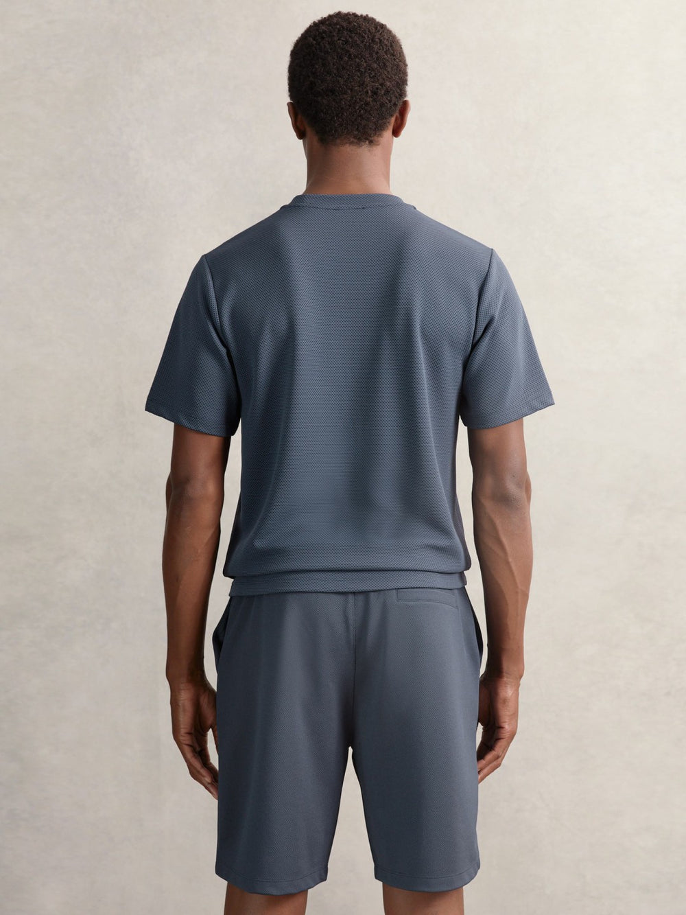 Reiss | Textured Crew-Neck T-Shirt in Airforce Blue
