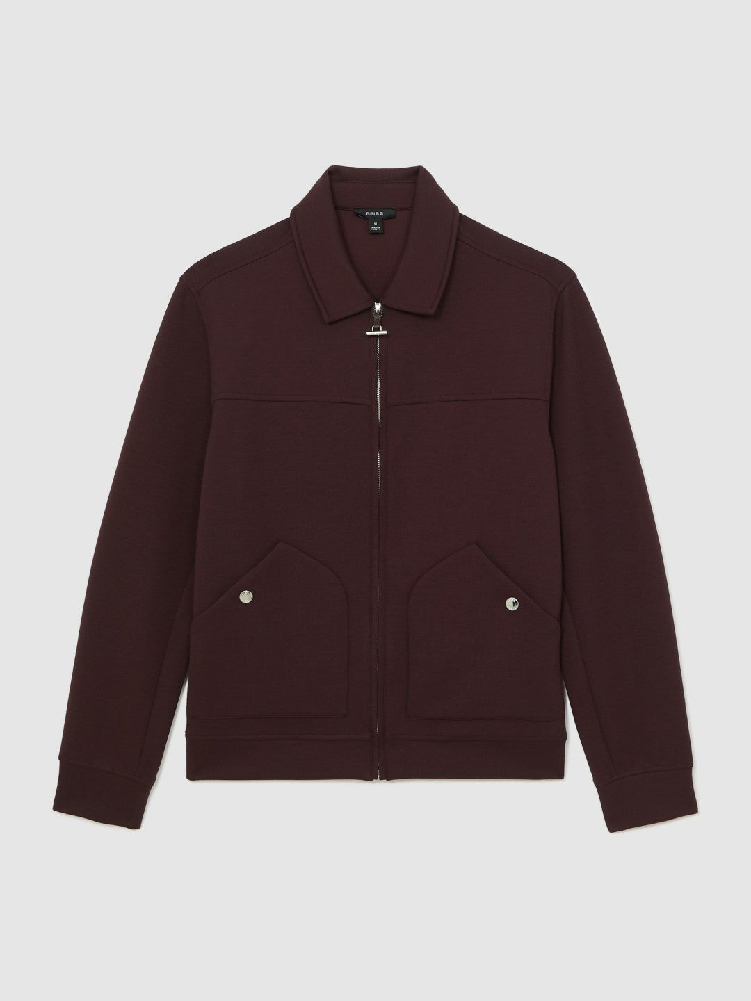 Reiss | Interlock Zip Through Overshirt in Cherry Red