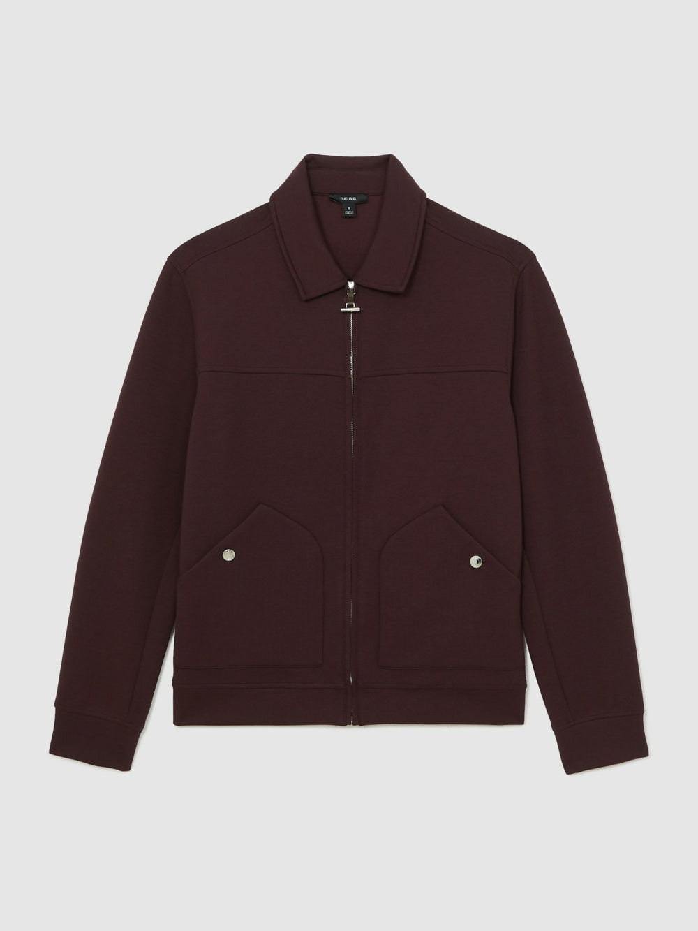 Reiss | Interlock Zip Through Overshirt in Cherry Red