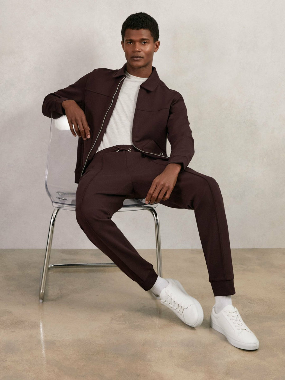Reiss | Interlock Zip Through Overshirt in Cherry Red