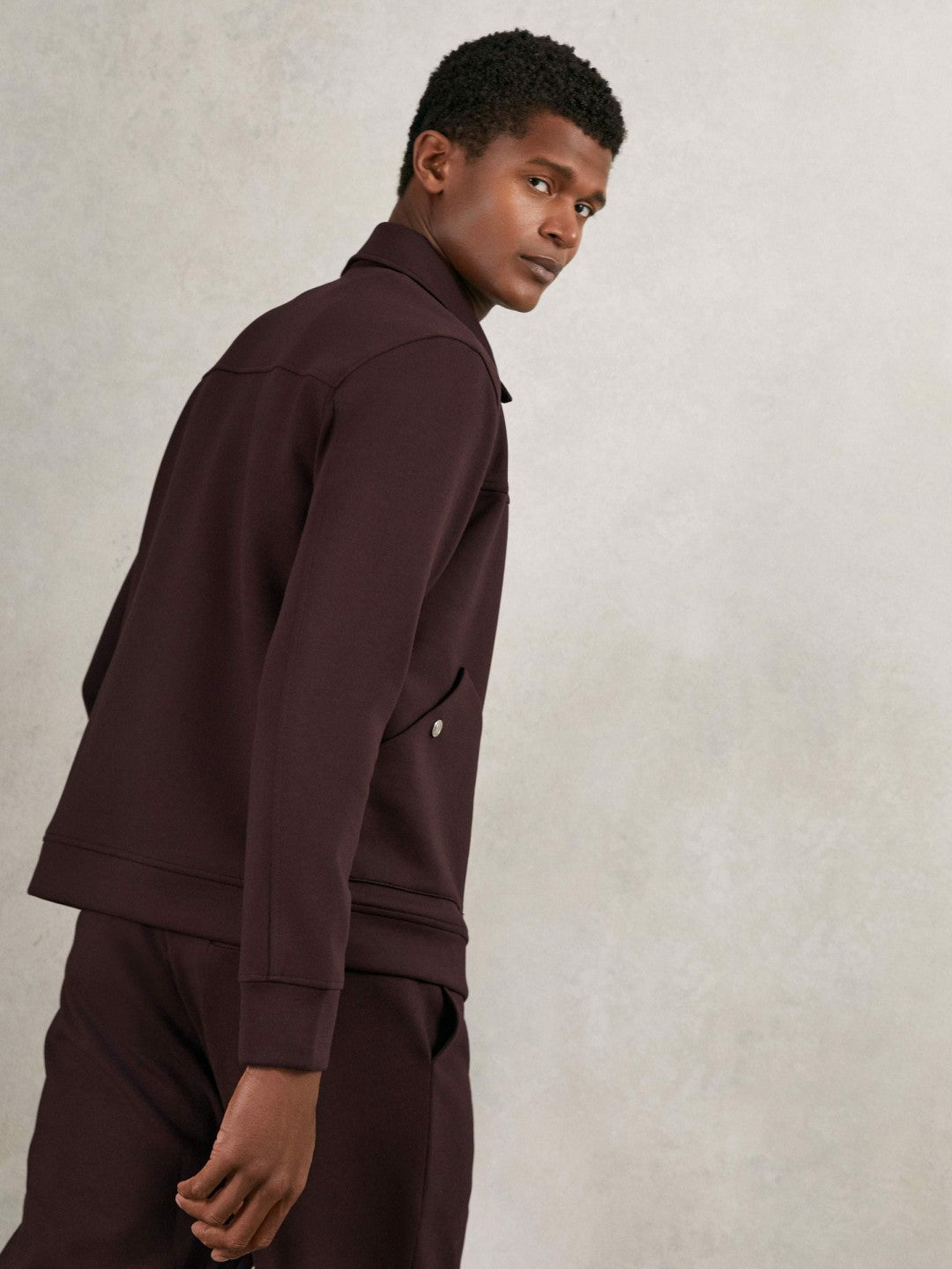 Reiss | Interlock Zip Through Overshirt in Cherry Red