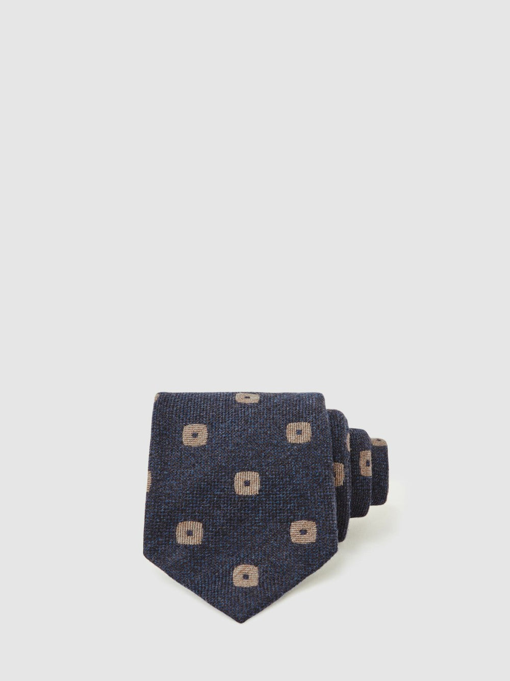 Reiss | Silk-Wool Square-Medallion Tie in Navy