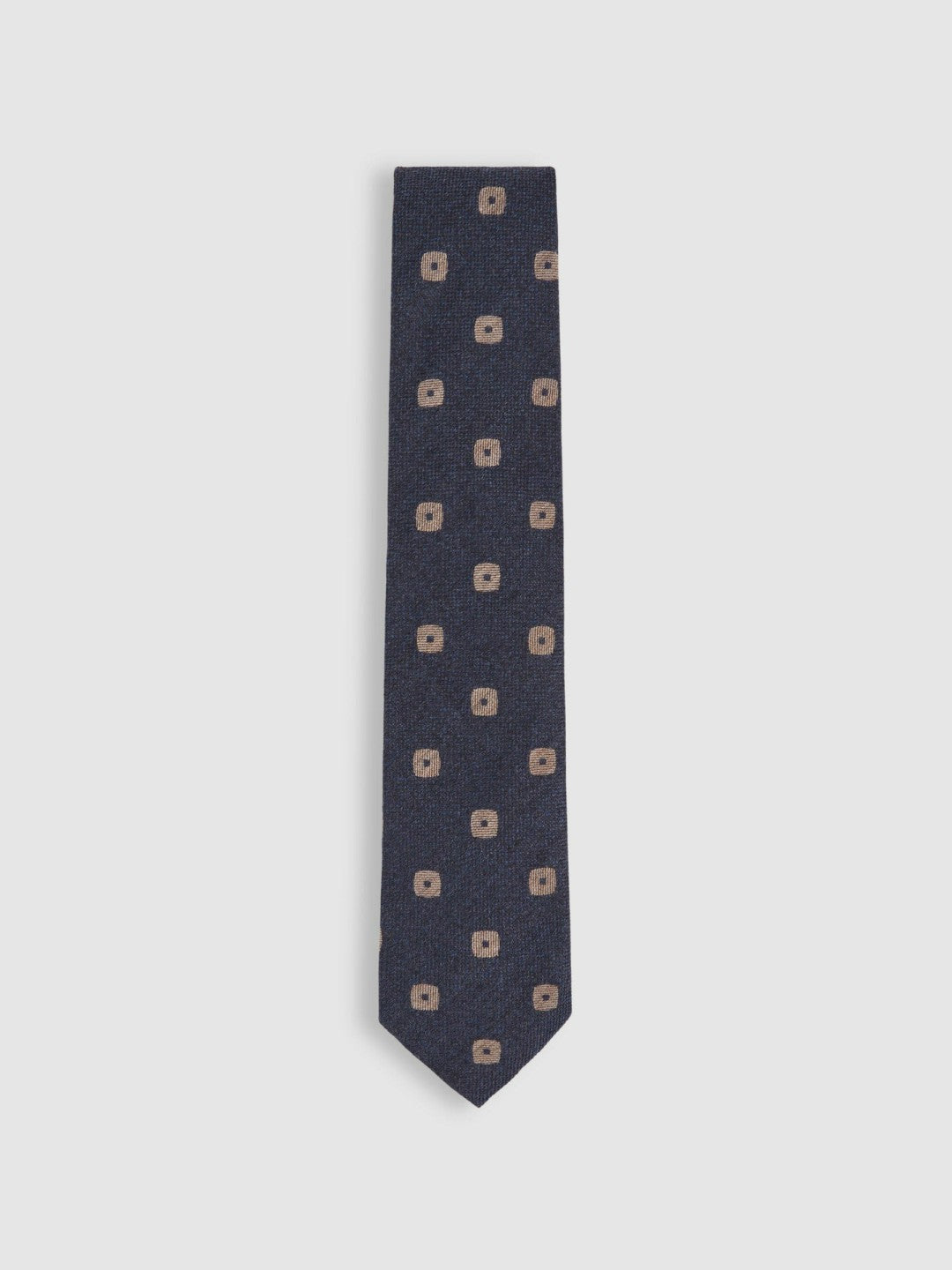 Reiss | Silk-Wool Square-Medallion Tie in Navy