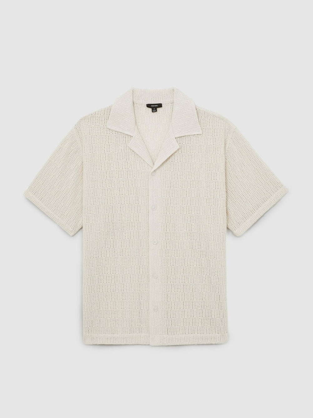 Reiss | Cotton-Blend Crochet Shirt in Off White