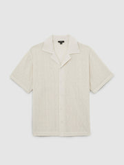 Reiss | Cotton-Blend Crochet Shirt in Off White