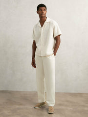 Reiss | Cotton-Blend Crochet Shirt in Off White