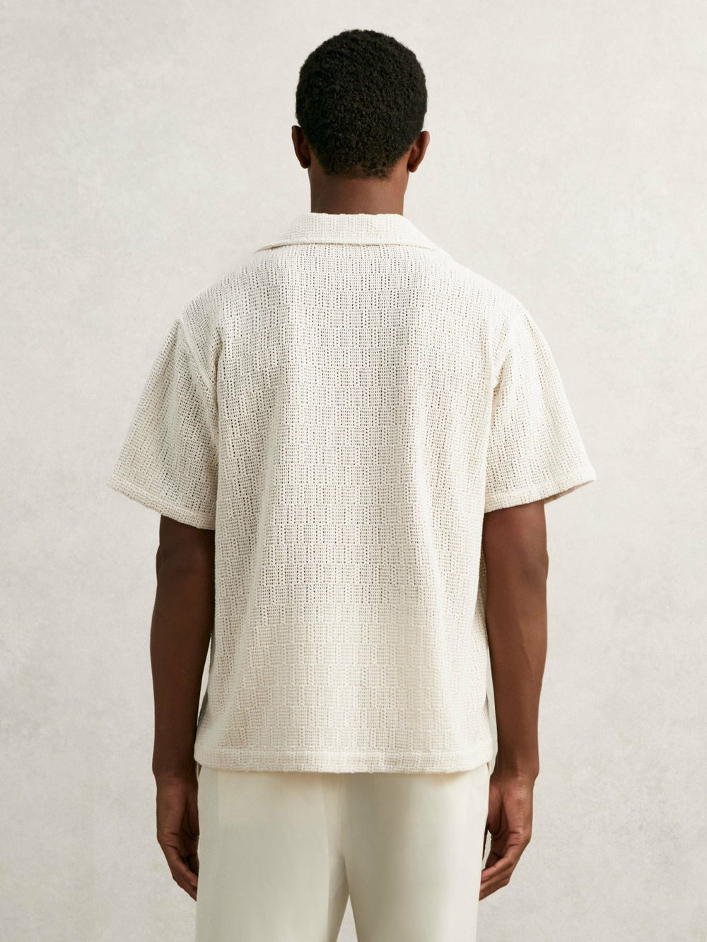 Reiss | Cotton-Blend Crochet Shirt in Off White