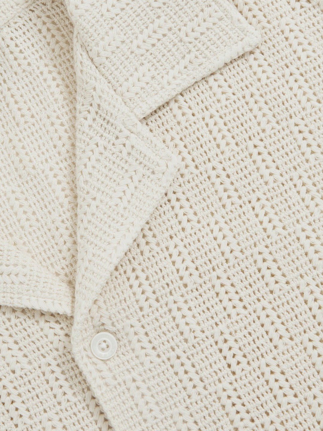 Reiss | Cotton-Blend Crochet Shirt in Off White
