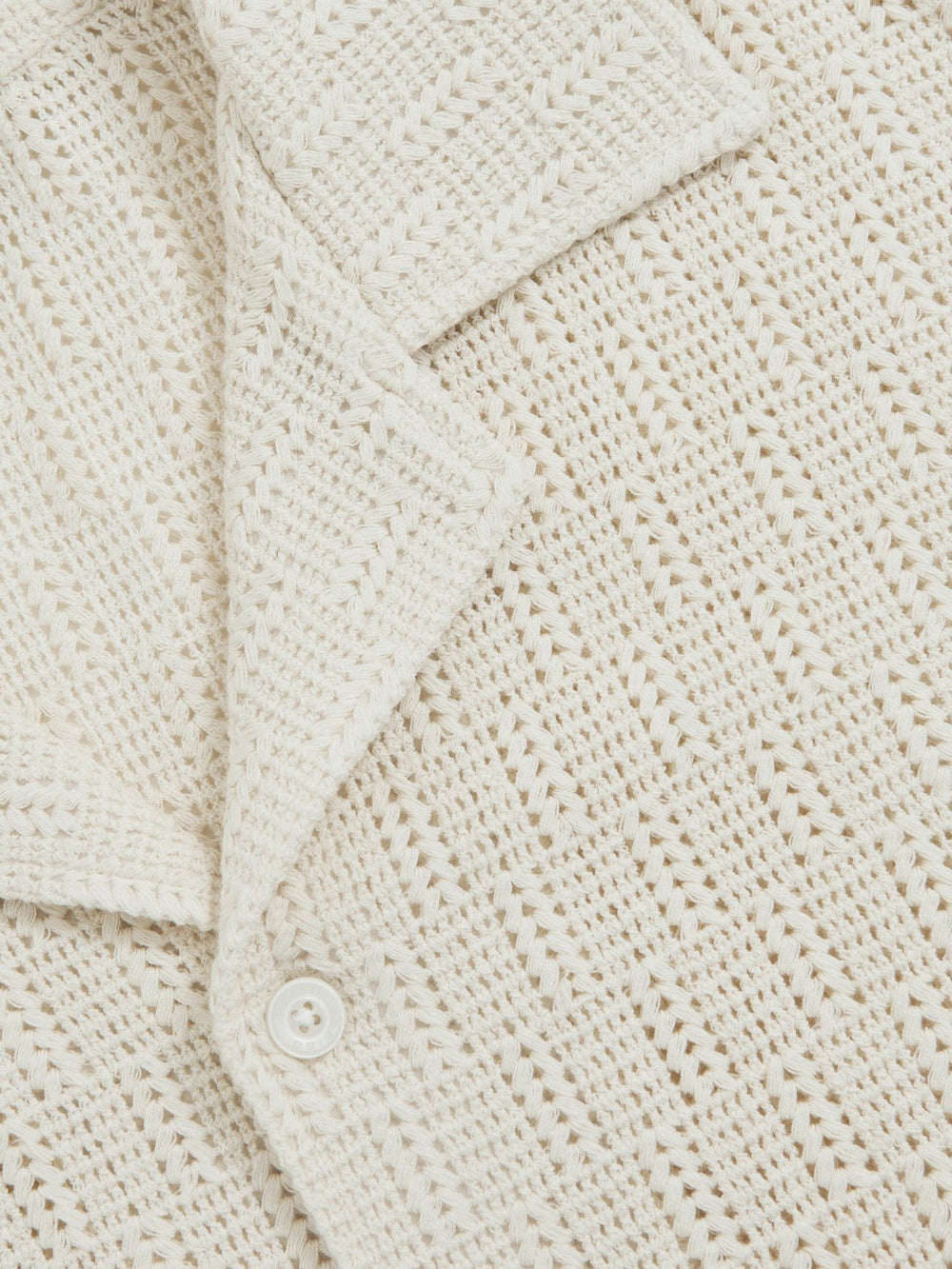 Reiss | Cotton-Blend Crochet Shirt in Off White