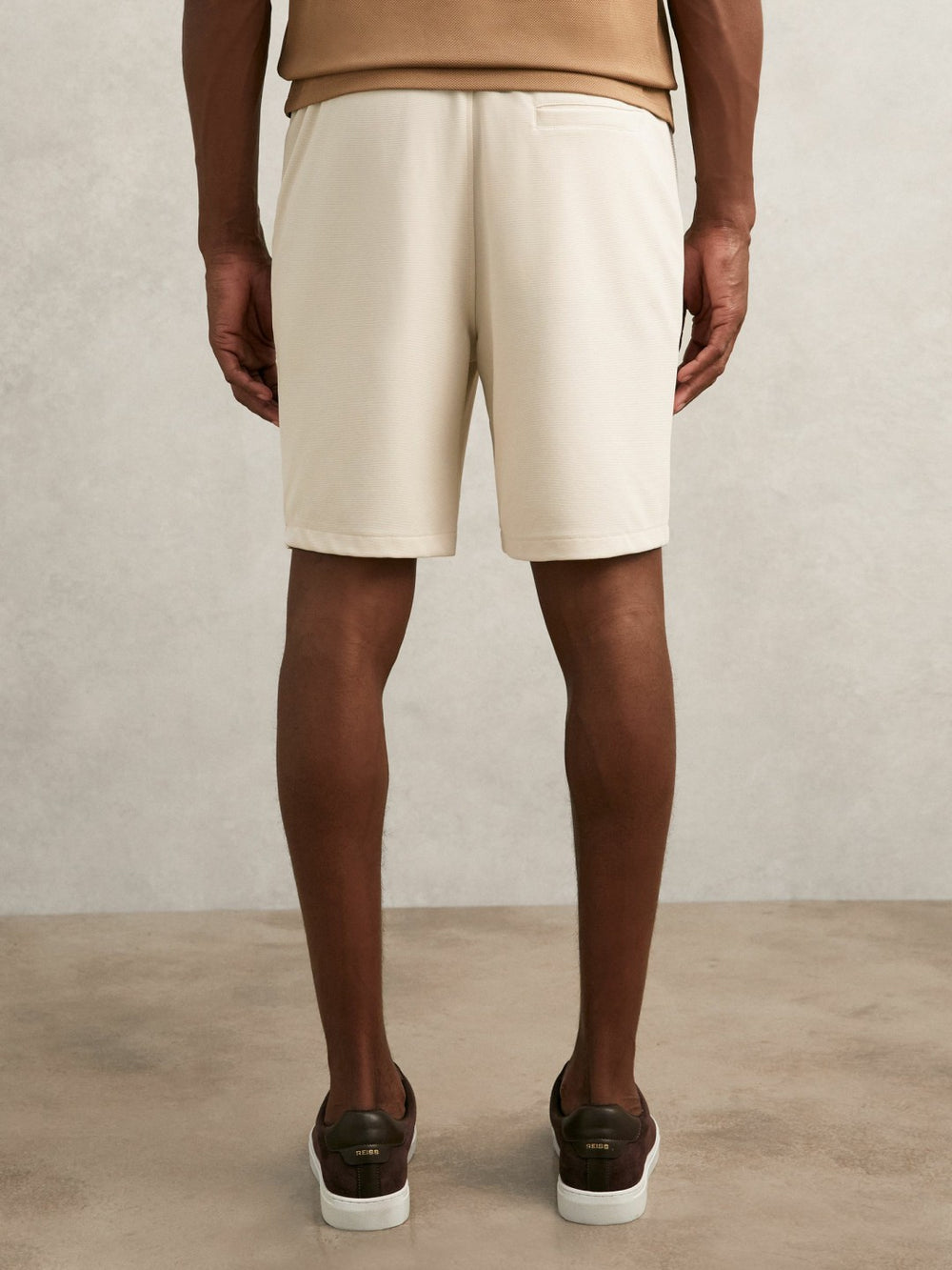 Reiss | Textured Drawstring Shorts in Stone