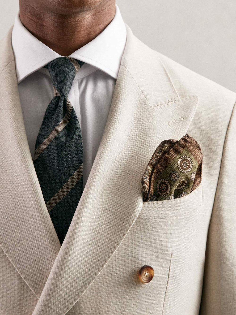 Reiss | Silk Medallion Paisley Pocket Square in Sage